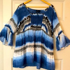 Multi colored semi sheer tunic baby doll waist